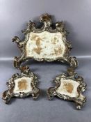 Collection of three silver coloured gilt wooden frames, the largest approx 43cm x 52cm (A/F)