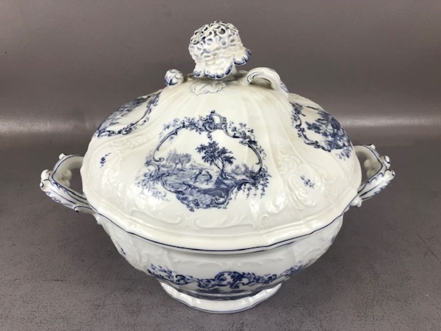 Large two handled lidded tureen and three soup plates/bowls by maker Haas and Czjzek, tureen - Image 2 of 15