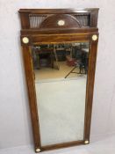 Large Edwardian oblong mirror with flower detailing and incised panel to top, approx 60cm x 135cm (