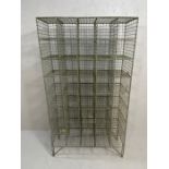 Set of raised wire mesh pigeon holes, 40 pigeon holes in total, approx 76cm x 31cm x 138cm