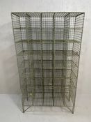 Set of raised wire mesh pigeon holes, 40 pigeon holes in total, approx 76cm x 31cm x 138cm