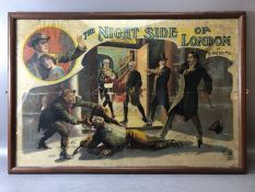 Original framed Theatre poster for "The Night Side of London" by C. Watson Mill and printed by