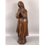 Wooden carved figurine of a religious icon, approx 51cm tall