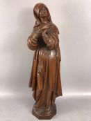 Wooden carved figurine of a religious icon, approx 51cm tall