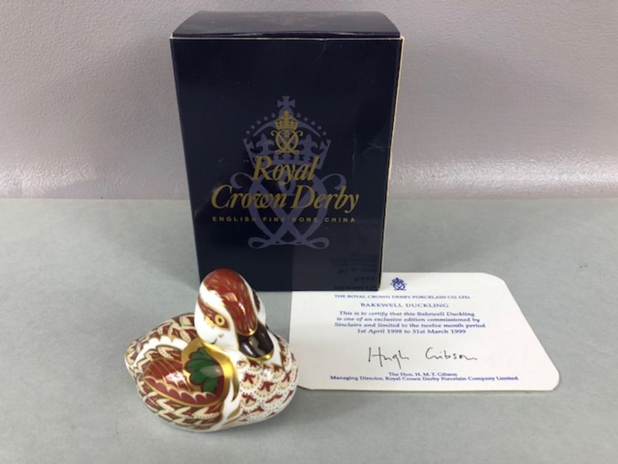 Royal Crown Derby 'Bakewell Duckling' paperweight, exclusive edition commissioned by Sinclairs and