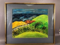 Impressionistic oil of a landscape, indistinct signature lower left Diane ?, dated '94, approx