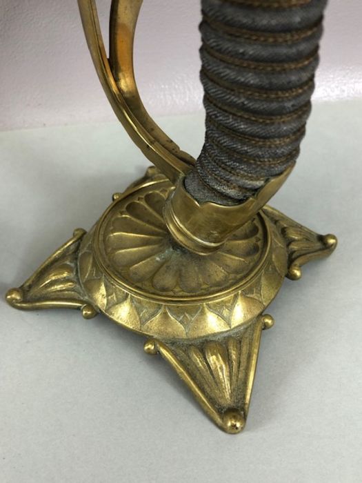 Pair of candlesticks fashioned from cavalry sword handles, decorated brass cast bases and - Image 4 of 15