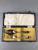 Silver Hallmarked Christening set boxed fork & spoon (39g)
