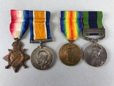 Medals WWI: Two medal groups awarded to 2346 Pte A. G. Tutt E.KENT R. to include the AFAGANISTAN N.