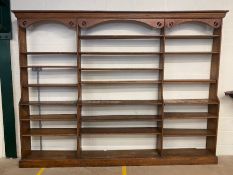 Large country house antique adjustable wooden shelving unit / bookcase with twenty adjustable