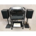 Collection of Hi-fi equipment in stand to include: MarantzTT5005 turntable, Denon DCD610 CD