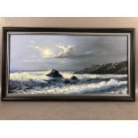 BRIAN D HORSWELL, oil on canvas of a coastal scene, signed lower right, approx 50cm x 25cm