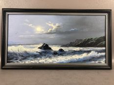 BRIAN D HORSWELL, oil on canvas of a coastal scene, signed lower right, approx 50cm x 25cm