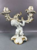 Hutschenreuter Bavarian porcelain candelabra, makers marks to base, approx 28cm in height