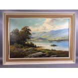 WILLIAM MCGREGOR (20th Century, Scottish) oil on canvas of a loch scene, signed lower left, approx