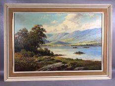 WILLIAM MCGREGOR (20th Century, Scottish) oil on canvas of a loch scene, signed lower left, approx