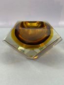 Luigi Mandruzzato, a Murano Sommerso art glass bowl, circa 1960s, multi faceted diamond form,