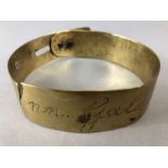 Georgian Antique dog collar engraved "Ann Gale 1770" approx 9cm in diameter