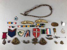 Collection of Militaria cap badges and insignia