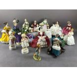 Collection of figurines to include Royal Doulton, Royal Worcester, Beswick etc, approx 20