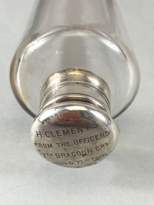 Military interest: Officers glass and silver topped tapering flask engraved to the lid "H CLEMENTS - Image 7 of 10