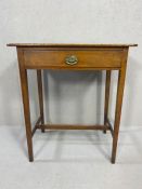 Antique occasional table with single drawer on tapering legs approx 65cm x 40cm x 74cm