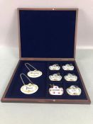 Collection of eight enamel decanter or bottle tags: Brandy x 2, Port x 2, Sherry x 2, Scotch and