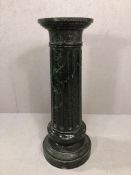 Large three section Corinthian column style Green marble pedestal or display stand approx 99cm tall