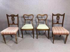 Two pairs of antique upholstered chairs