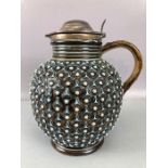 Royal Doulton Lambeth Silver hallmarked lidded jug number 1877 with embossed decoration and