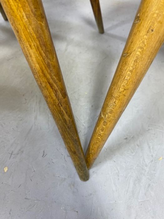 Set of four early Ercol tapered, stick back stacking chairs - Image 13 of 14