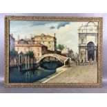 RENZO DE BENEDETTI (1904-1958), oil on board of a Venetian canal scene, signed lower right, approx