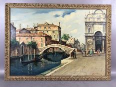 RENZO DE BENEDETTI (1904-1958), oil on board of a Venetian canal scene, signed lower right, approx