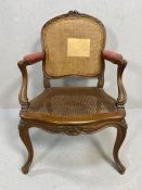 Cane seated and backed antique armchair (A/F)