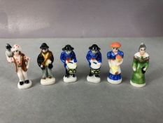 Collection of six German miniature porcelain figures, each approx 3.5cm in height