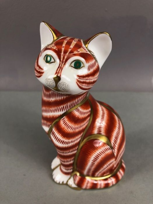 Two Royal Crown Derby paperweights in the form of seated cats, each approx 13cm in height - Image 8 of 13