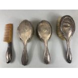 Collection of Hallmarked silver backed brushes and a silver hallmarked comb (4)