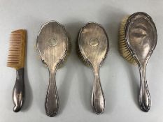 Collection of Hallmarked silver backed brushes and a silver hallmarked comb (4)