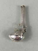 Victorian Whistle, delicate small whistle with heart shaped bowl and set with a heart shaped