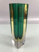 Luigi Mandruzzato, a Sommerso triple cased Murano art glass vase, in amber and green, circa 1960s,