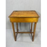 Antique school desk with hinged lid to writing sloop approx 64cm x 49cm 80cm