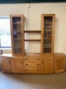 Modern light wood Elm Ercol Windsor sideboard with two cupboards and three drawers and two