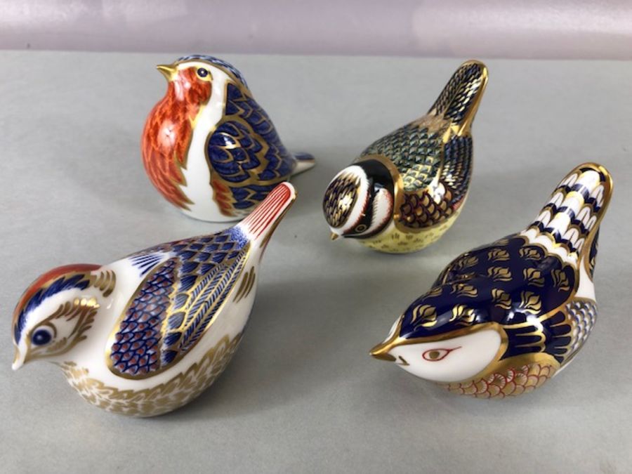 Collection of four Royal Crown Derby paperweights in the form of birds (4)