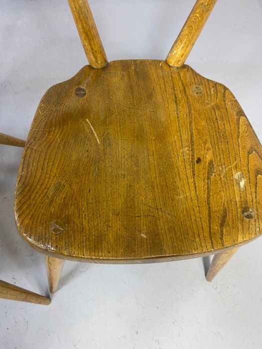 Set of four early Ercol tapered, stick back stacking chairs - Image 12 of 14