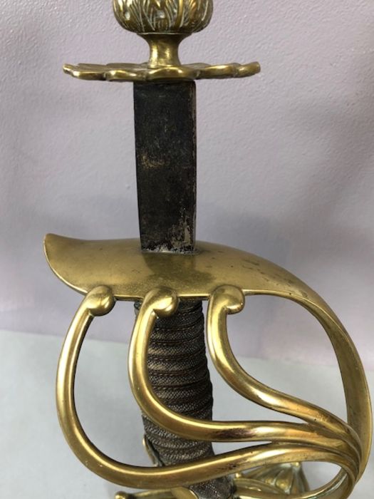 Pair of candlesticks fashioned from cavalry sword handles, decorated brass cast bases and - Image 14 of 15