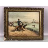 J C MITCHELL (19TH CENTURY) oil on board Victorian sporting picture depicting a Hare Coursing