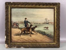 J C MITCHELL (19TH CENTURY) oil on board Victorian sporting picture depicting a Hare Coursing