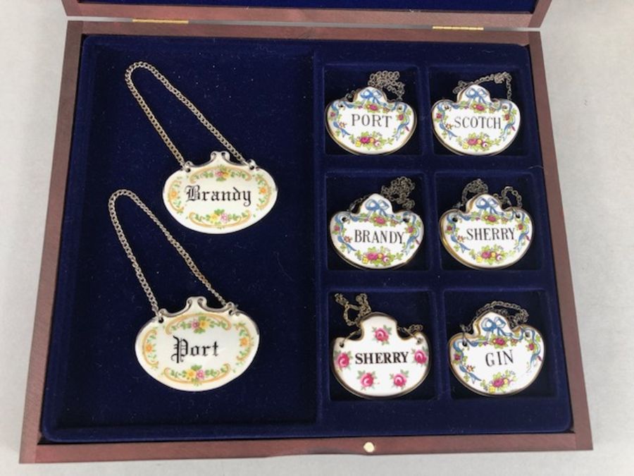 Collection of eight enamel decanter or bottle tags: Brandy x 2, Port x 2, Sherry x 2, Scotch and - Image 2 of 6
