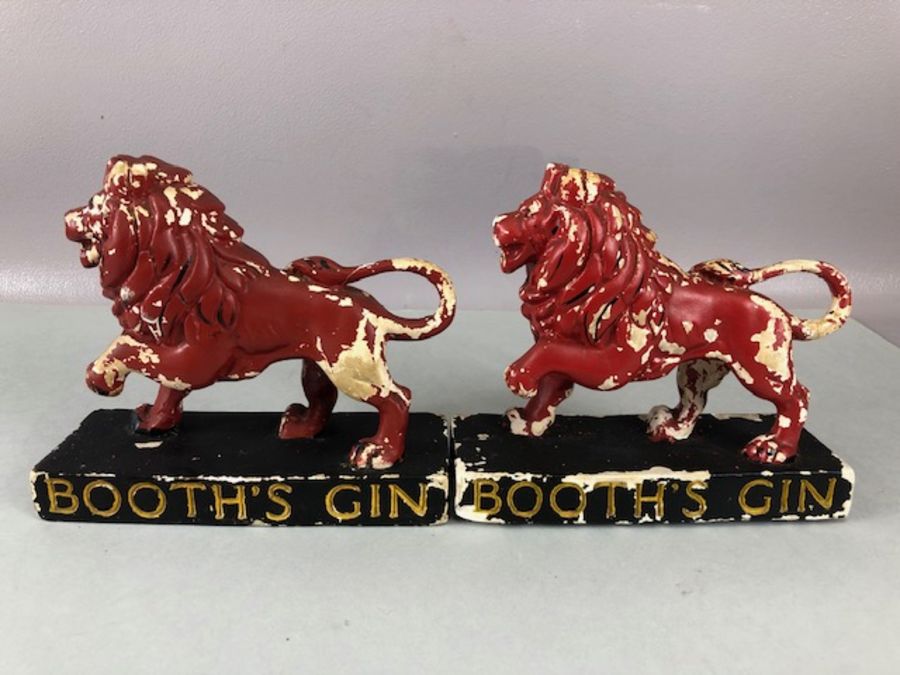 Pair of Booths Gin Red rampant lion advertising ceramic figurines each approx 15cm tall - Image 3 of 8