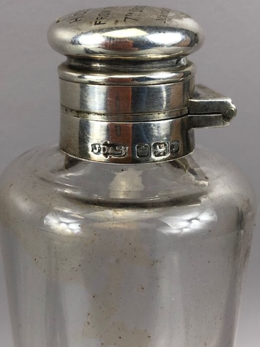 Military interest: Officers glass and silver topped tapering flask engraved to the lid "H CLEMENTS - Image 8 of 10